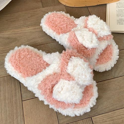 Pantoufles En Coton Avec N¿Ud Chaud Pour Fille, Automne Et Hiver