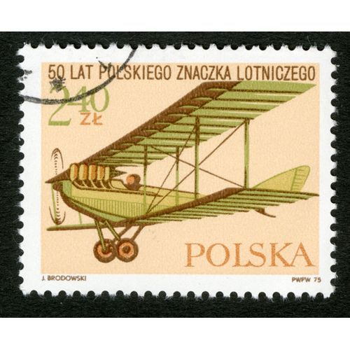 Timbre Oblitéré Polska, 50 Lat Polskiego Znaczka Lotniczego, Brodowski, 1975, 2,40 Zl