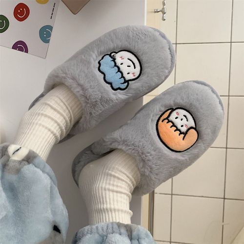 Dessin Animé Baotou Coton Pantoufles Filles D'hiver Chaussures En Peluche Chaudes