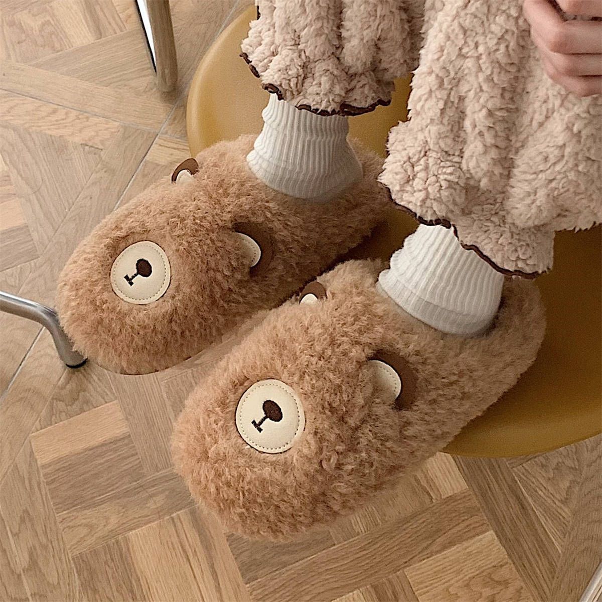 Chaussons En Coton Ours Mignons Pour Filles D'hiver Avec Des... - 5