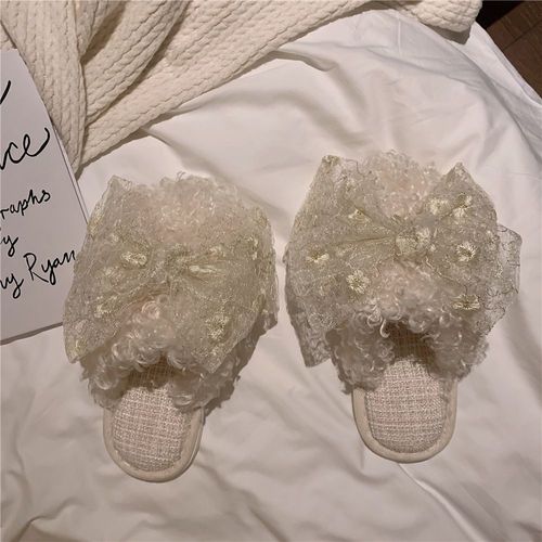 Pantoufles En Coton Femmes Hiver Fille Coeur Chaud En Peluche Baotou Pantoufles En Peluche