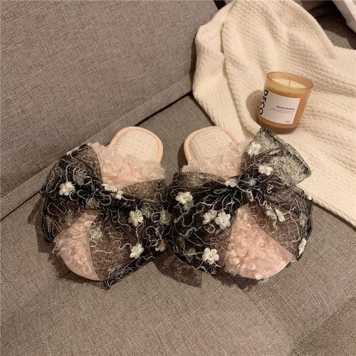 Pantoufles En Coton Femmes Hiver Fille Coeur Chaud En Peluche Baotou Pantoufles En Peluche