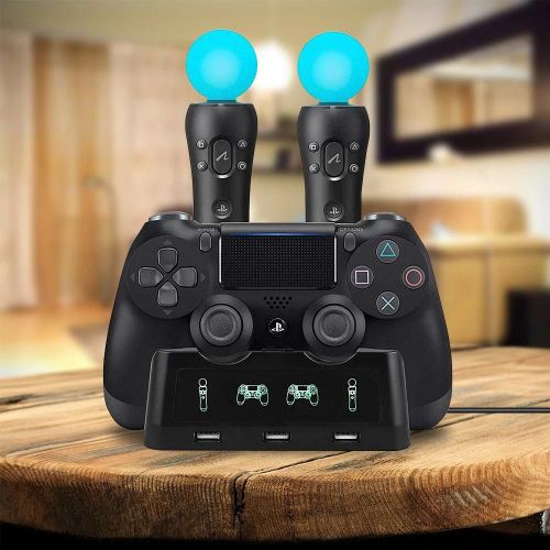 Station De Charge Pour Manettes De Jeu 4 En 1, Support D'alimentation Pour Ps4 Et Ps Move