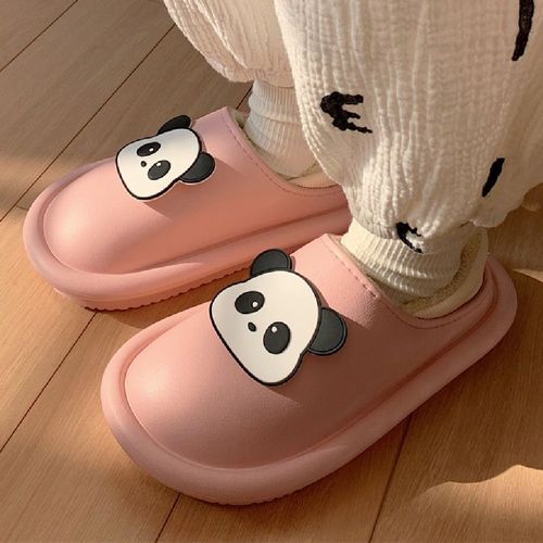 Dortoir En Peluche Chaud Dessin Animé Panda Étage Femmes Hiver Imperméable Doux Coton Pantoufles