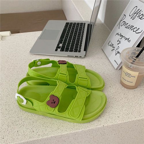 Sandales Romaines Pour Femme Semellepaisse Sport Imitation Vent Velcro Sandales Et Pantoufles De Plage