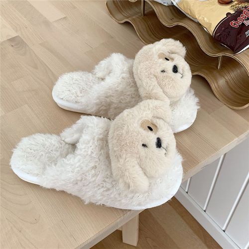 Chaussures En Peluche Pour Filles Dortoir D'hiver Filles Mignonnes Chaudes Fond Doux Baotou Chiot Pantoufles En Coton
