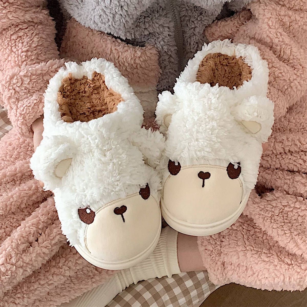Automne Et Hiver Mignon Chaud En Peluche Baotou Pantoufles E... - 7