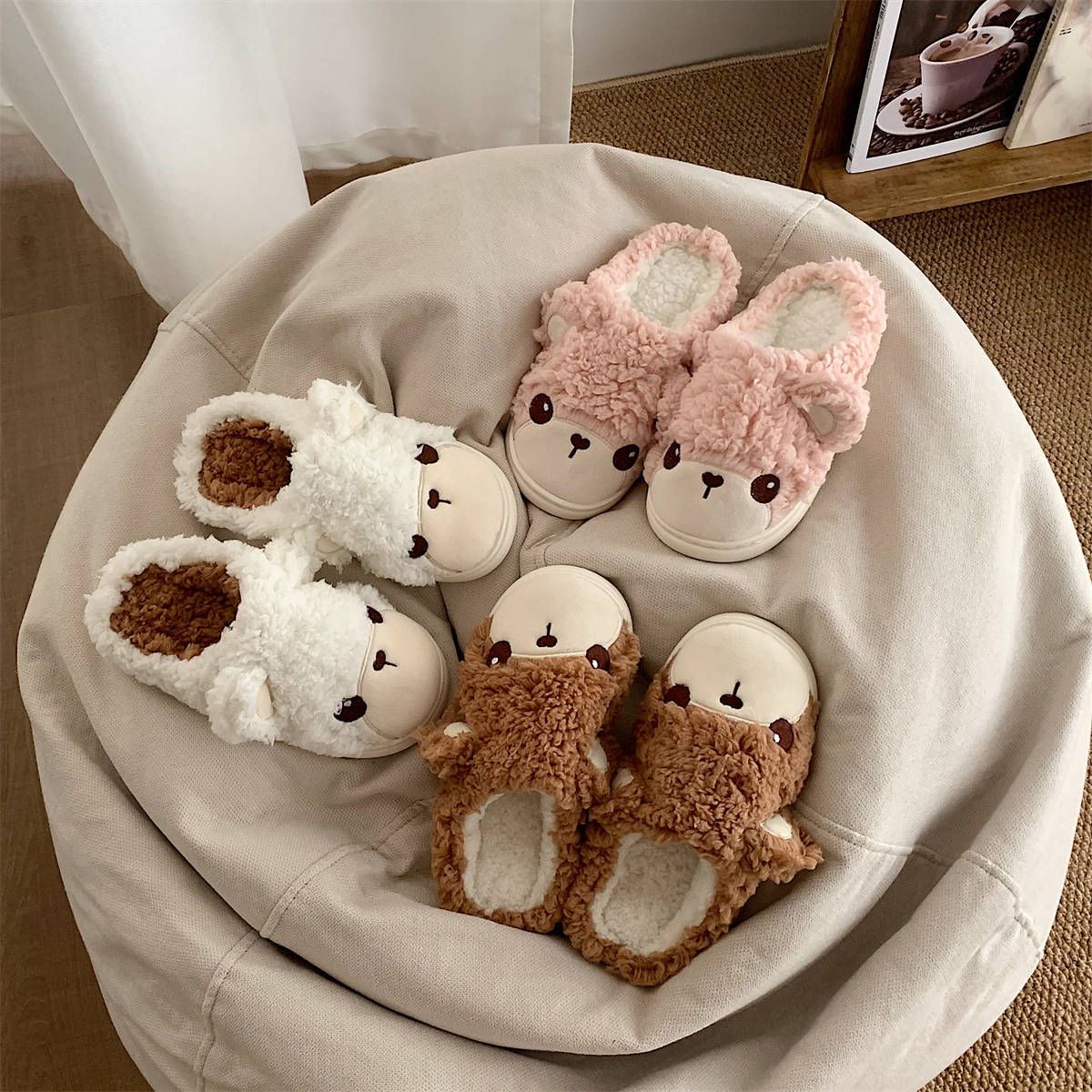 Automne Et Hiver Mignon Chaud En Peluche Baotou Pantoufles E... - 10