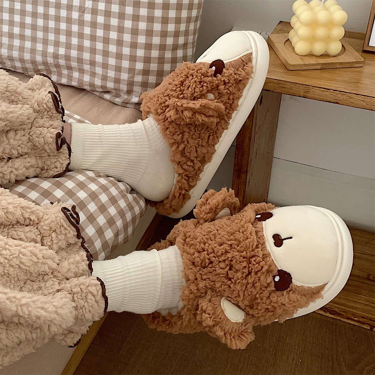 Automne Et Hiver Mignon Chaud En Peluche Baotou Pantoufles E... - 5