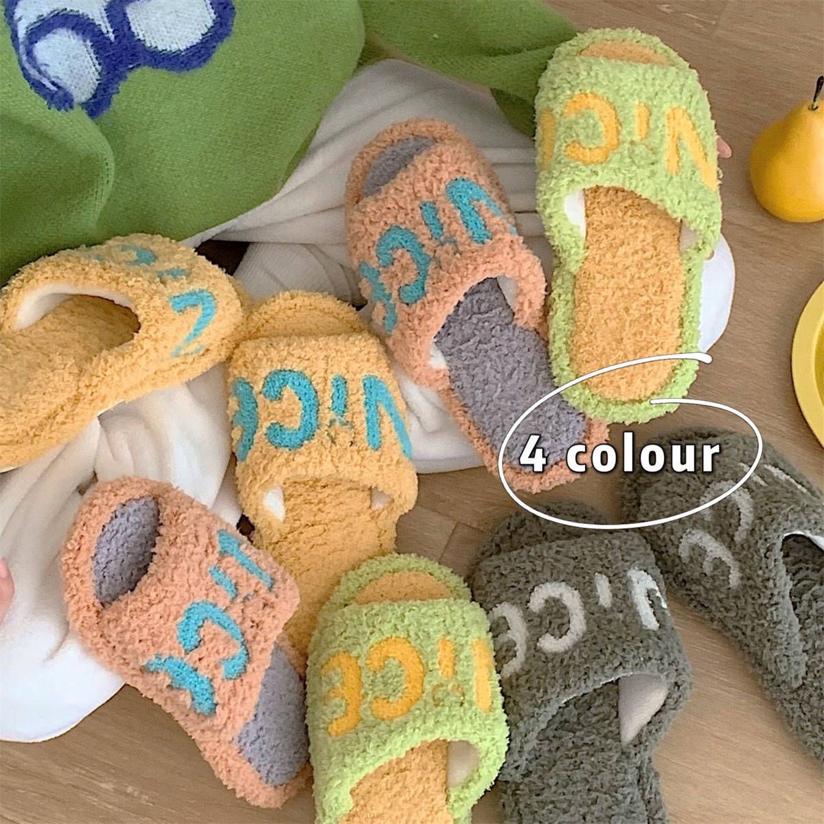 Chaussons En Coton Avec Un Mot Lettres D'automne Et D'hiver ... - 3