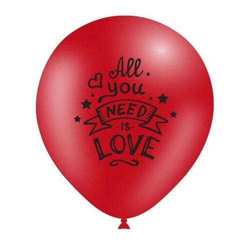 Pack 8 ballons rouges Tout ce dont vous avez besoin est l'amour Périmètre de 95 cm