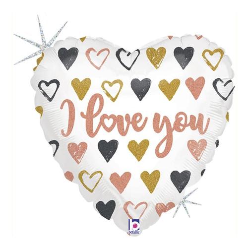 I Love You Ballon en forme de coeur en feuille métallique 45 cm