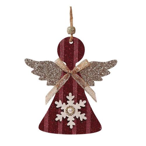 Pendentif petit ange en bois rouge 12 cms