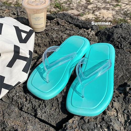 Tongs À Ceinture Transparente Sandales De Plage À Fond Souple Pour Femmes Pour Les Vacances À La Mer