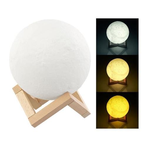 MoovyMoon - Lampe à poser LED nomade LUNE 3D (diam 15cm) 15 x 15 x 17 cm Blanc