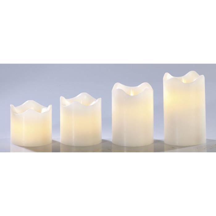 Set de 4 bougies LED en cire véritable - Blanc avec flamme vacillante -  PEARL