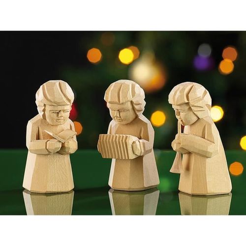 Trio de figurines en bois sculpté ''Musiciens de Noël''