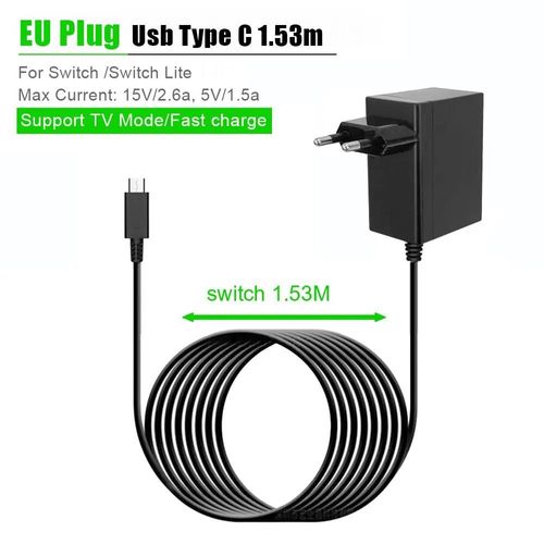 Prise Ue - Chargeur Adaptateur De Voyage 110-240v Ac 5v, 2,4 A, Pour Nintendo Switch, Prise Ue/Us, Chargeur Usb Type C, Alimentation Électrique