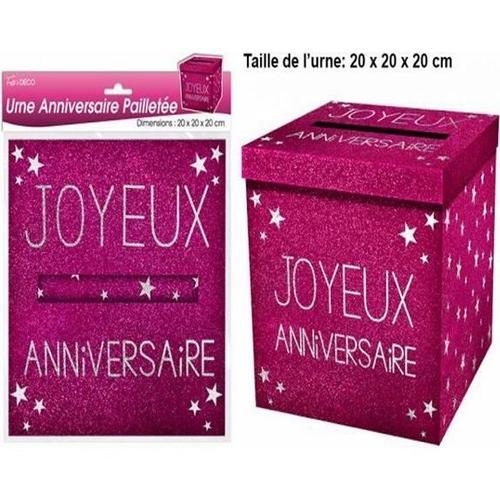 URNE FUCHSIA ANNIVERSAIRE PAILLETTÉE Rose, fuchsia