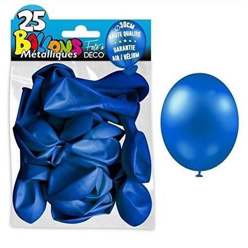 25 ballons bleu nuit métallisé garantie air/hélium diamètre 30 cm