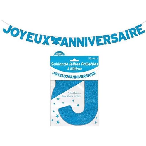 GUIRLANDE 4 MÈTRES ANNIVERSAIRE BLEUE Bleu, turquoise, ciel