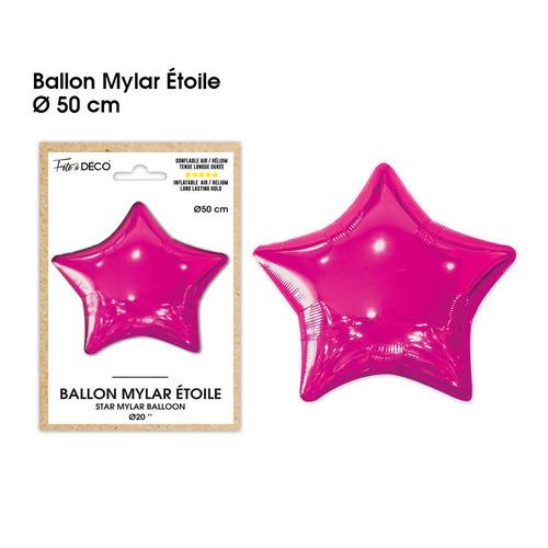 BALLON ALU ÉTOILE FUCHSIA BLANC