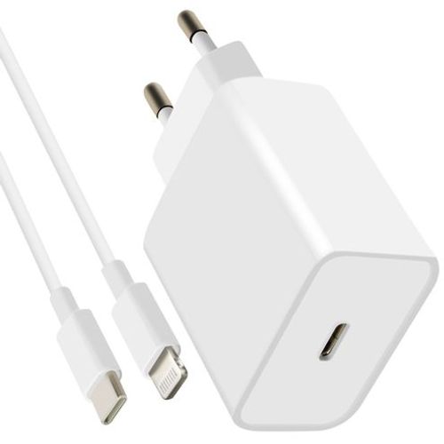 Chargeur Iphone Ultra Rapide 20w Câble Usb-C Vers Lightning Mayaxess Blanc