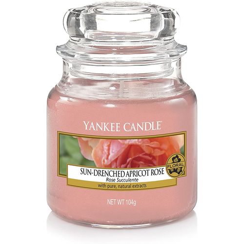 Bougie jarre en verre senteur rose et abricot Petit modèle