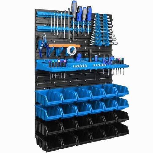 24 Boîtes Étagère murale système de rangement 58x78cm Porte-outils panneaux muraux étagère de rangement boites bacs a bec