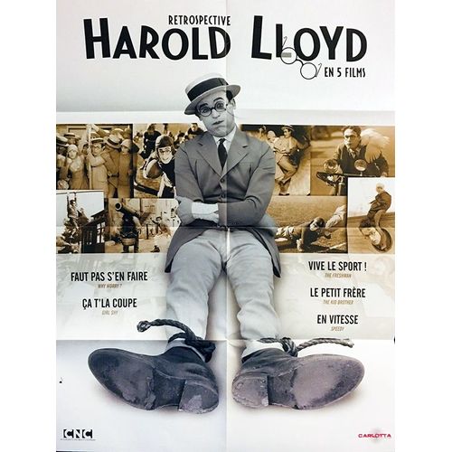Rétrospective Harold Lloyd En 5 Films - Véritable Affiche De Cinéma Pliée - Format 120x160 Cm - Faut Pas S'en Faire, Ca T'la Coupe, Vive Le Sport, Le Petit Frère, En Vitesse - 2006 Ressortie #