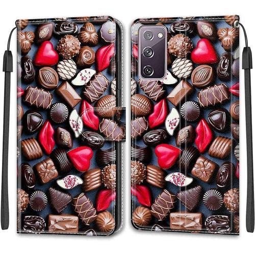 Coque Pour Samsung Galaxy S20 Fe 5g, Etui Samsung S20 Fe 5g, Housse De Galaxy S20 Fe 5g En Cuir Pu, Étui Housse En Cuir De Protection Avec Magnétique Flip Portefeuille Chocolat