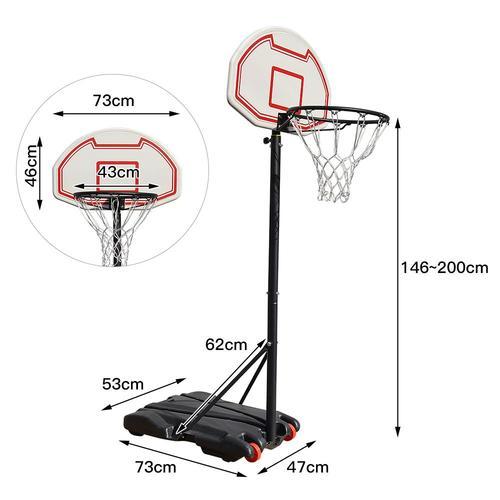 Panier de basket-ball portable avec roulettes, hauteur réglable de