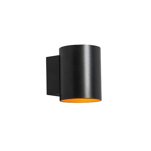 Qazqa Moderne Lot De 2 Applique Murales Rondes Noires Avec Or / Dorée / D'or - Sola Aluminium Noir,Doré Rond / Luminaire / Lumiere / Éclairage / Intérieur / Salon / Cuisine G9 Max. 1 X 40...
