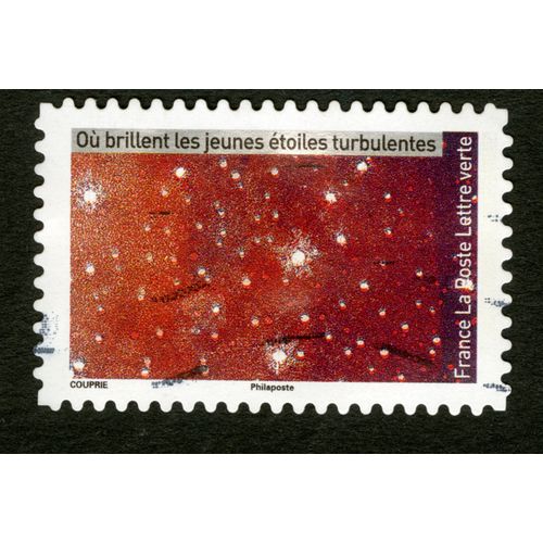 Timbre Oblitéré Où Brillent Les Jeunes Étoiles Turbulentes, Couprie, France, La Poste, Lettre Verte