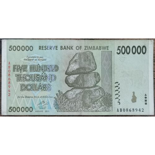 Billet 500.000 Dollars Zimbabwe 2008 - 500000 - 500 Milles
