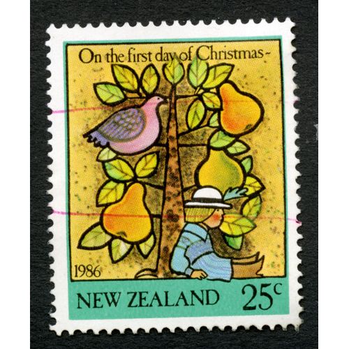 Timbre Oblitéré New Zealand, On The First Day Of Christmas, 1986, 25c