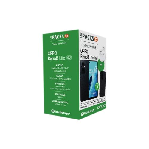 Smartphone OPPO Pack Reno8 Lite noir 5G+Enco Air 2+Cover