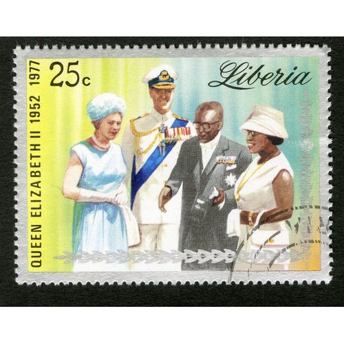 Timbre Oblitéré Liberia, Queen Elizabeth Ii 1952-1977, 25c