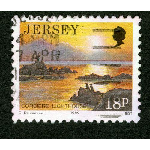 Timbre Oblitéré Jersey, Corbiere Light House, 1989, Drummond, Bdt, 18p