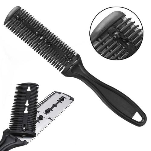 1 Pc Peigne De Coupe De Cheveux Brosses À Cheveux Avec Des Lames De Rasoir Tondeuse À Cheveux Outil D'amincissement Outil De Barbier Salon De Coiffure Peigne De Barbier Noir