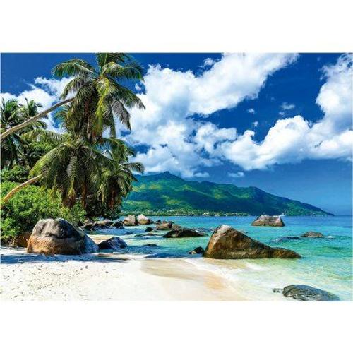 Puzzle Adulte Au Bord De La Plage Seychelles - 1500 Pieces - Set Puzzle Collection Paysage Mer Montagne + 1 Carte Tigre