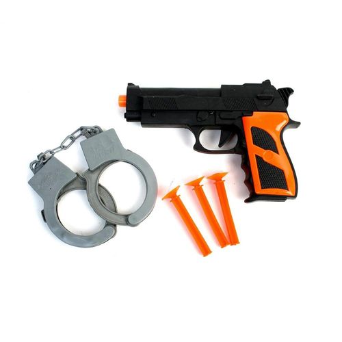 Arme Pistolet À Fleches 15cm Menottes