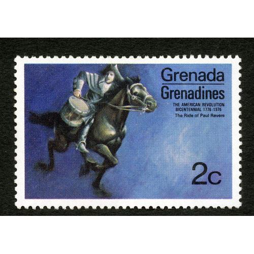 Timbre Non Oblitéré Grenada, Grenadines, The American Revolution Bicentennial 1776-1976, The Ride Of Paul Revere ,2c