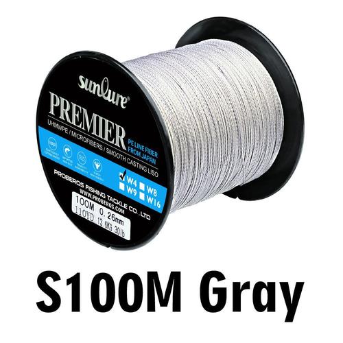 Couleur 100m Gris Taille 0.23mm-25lb-11.3kg 1pc Premier 100m Multifilament Pe Ligne De Pêche Tressée 4 Support S'attaquer