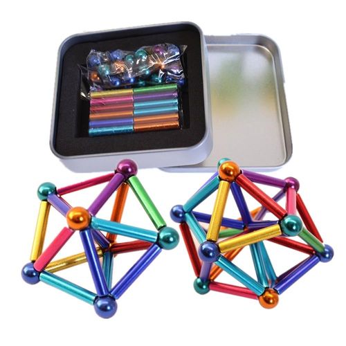 27 Pièces Aimant Buck Ball 36 Pièces Jouets Magnetiques Barre Multicolore Anti-Stress Intelligent Avec Boite