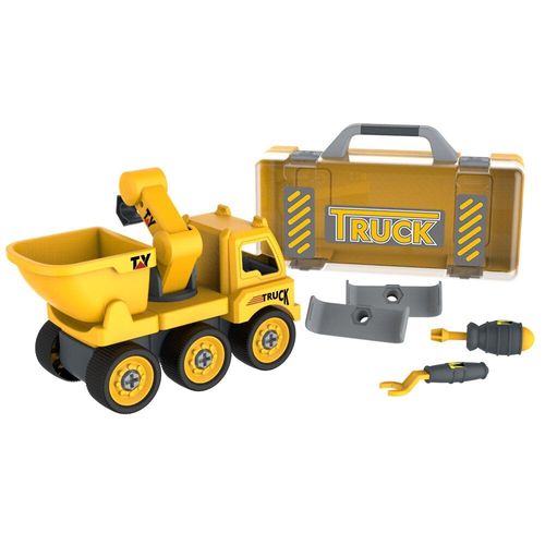 Puzzle Detachable 4 En 1 Bricolage Camion Assemble Vehicule D'ingenierie Chargement Et Dechargement Grue Moule Sous Pression Modèle Jouet