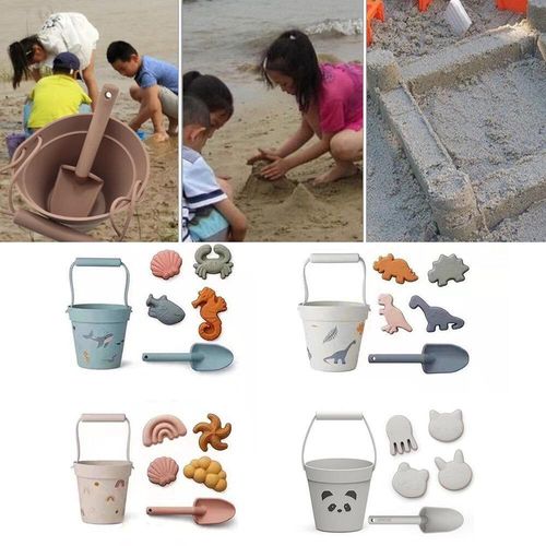 6 Pcs Plage Sable Verre Plage Seau Pelle Sable Dragage Outil Educatif Puzzle Jouer Jouet Ensemble Pour Enfants Cadeau, Chat