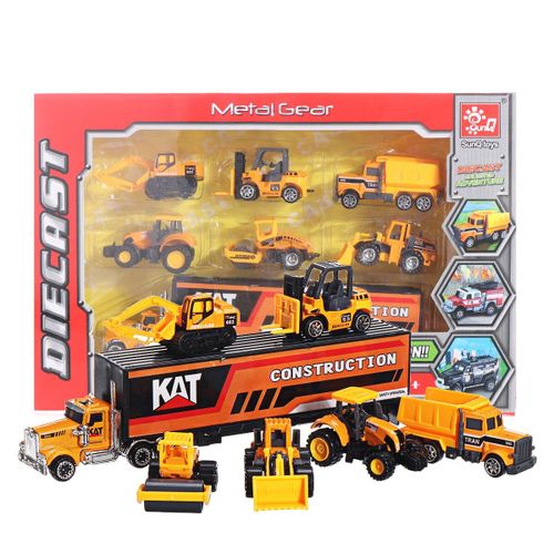 7 Pcs Alliage Plastique Moule Sous Pression Ingenierie Vehicule Ambulance Polices Voiture Modèle Jouet Ensemble Pour Enfants Cadeau, Ingenierie Vehicule