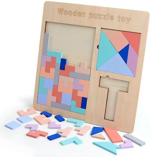 Bebe En Bois Tetris Puzzles Jouets Enfants Enfants Tout-Petits Educatifs Prescolaire Jeu Blocs Jouets