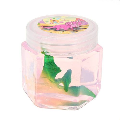 Dinosaure Animal Cristal Boue Hex Bouteille Transparent Slime Diy 5.5cm * 5.7cm Pate A Modeler Jouet Cadeau,Rose